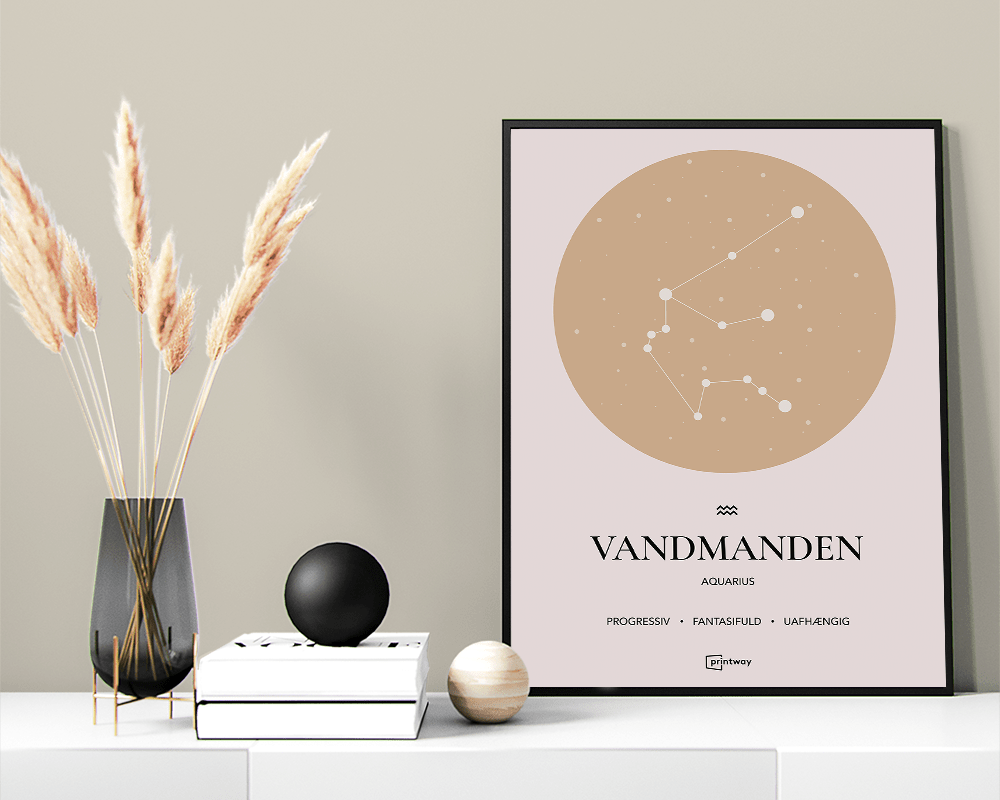 Vandmanden Stjernetegn Plakat i Guld - Unik Design