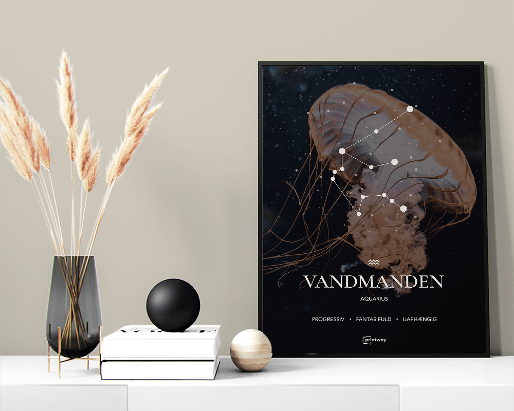 Vandmanden Stjernetegn Plakat i Minimalistisk Design 70x100 cm