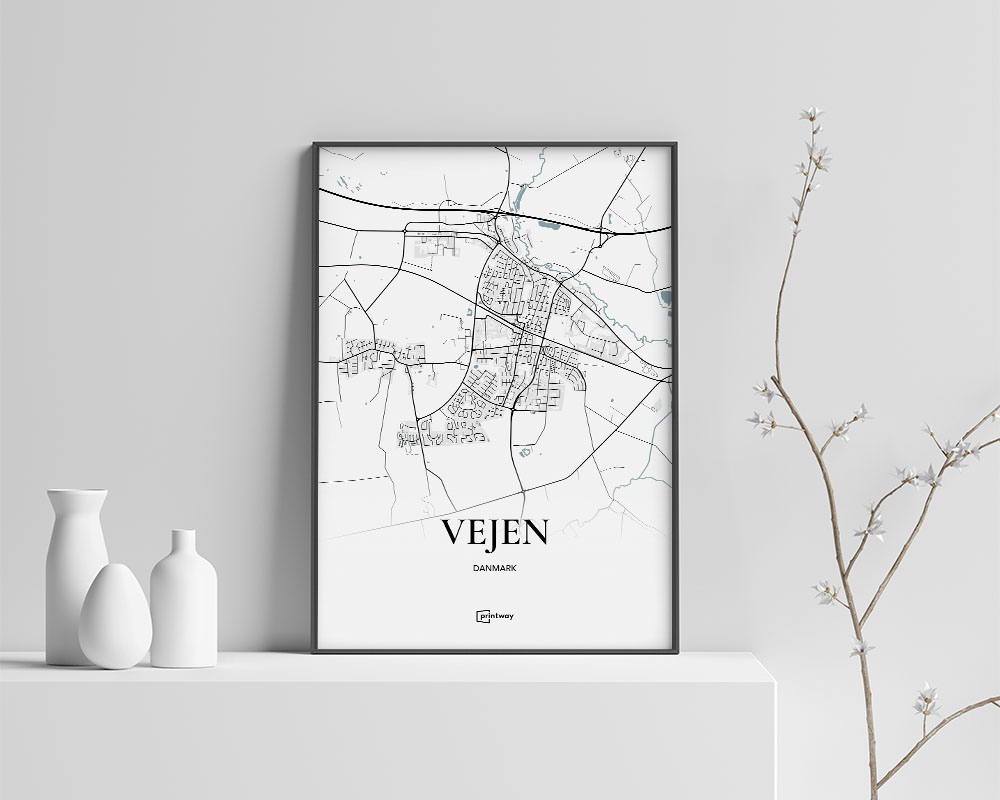 Vejen Bykort Plakat – Minimalistisk Design til Dit Hjem
