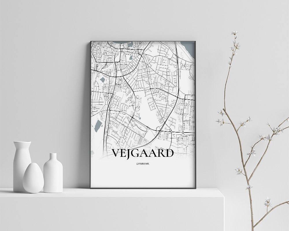 Vejgaard Bykort Plakat – Minimalistisk Design A1 Tilbud