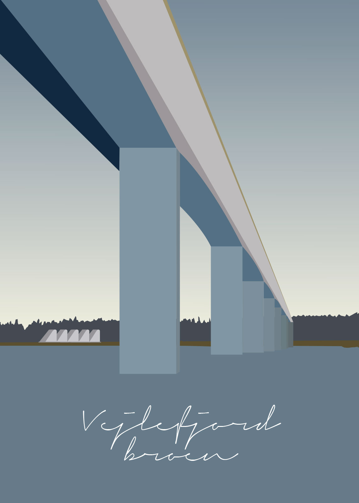 Vejlefjordbroen - Grafisk Kunst af Rikke Axelsen