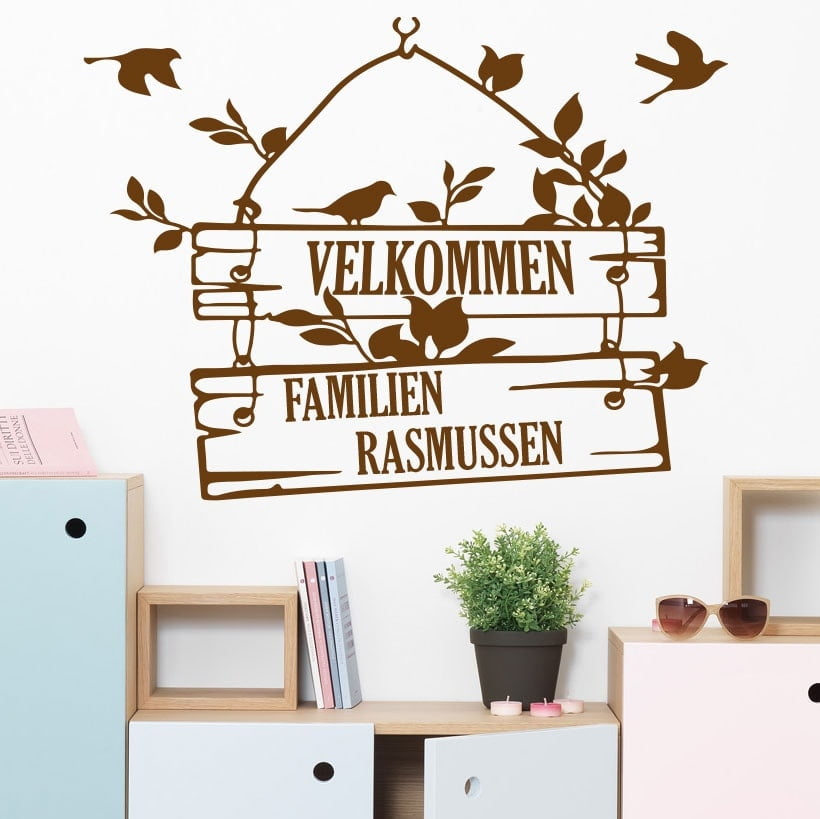 Personligt Velkommen Vægklistermærke til Dit Hjem