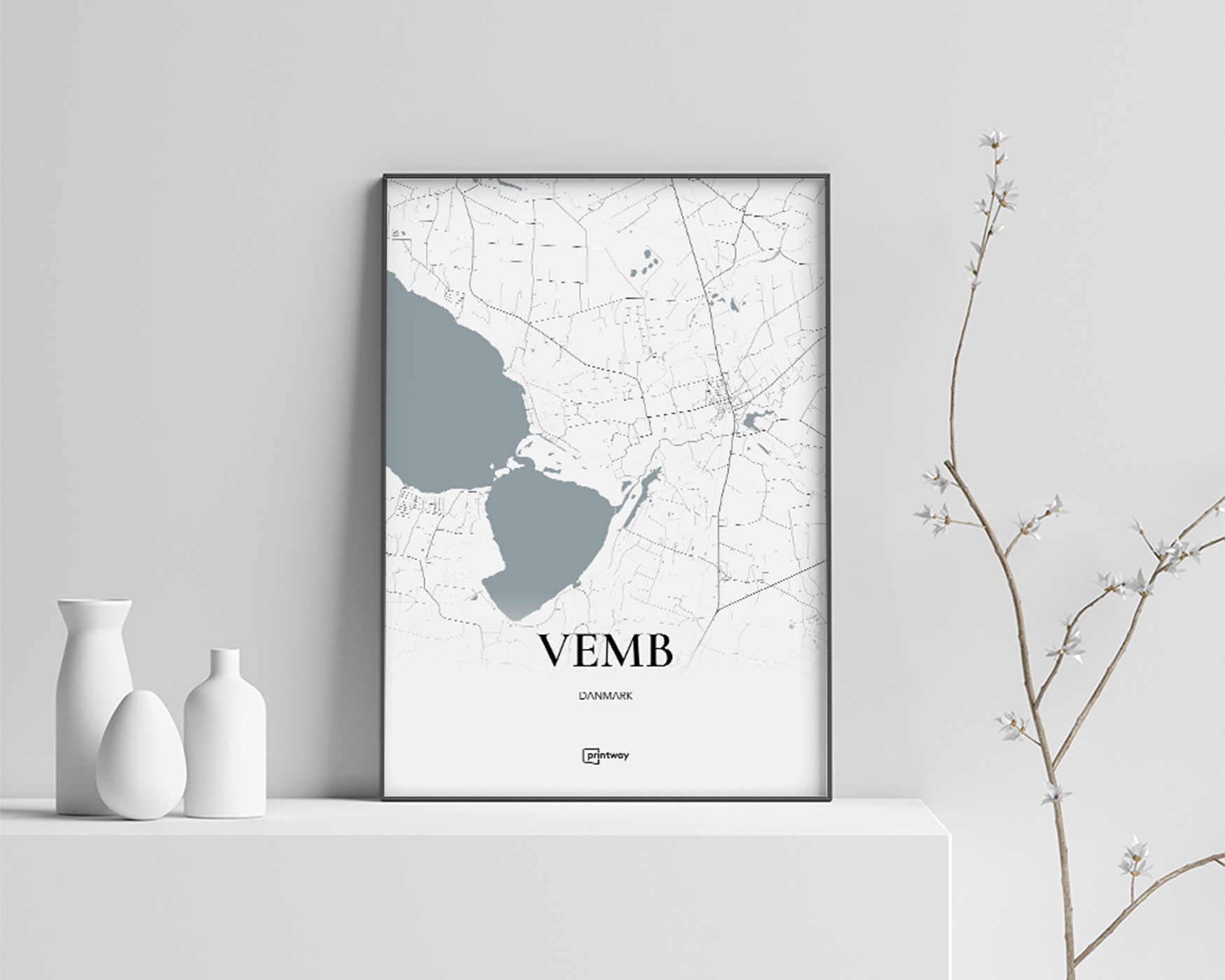 Vemb Bykort Plakat – Minimalistisk Kunst til Dit Hjem