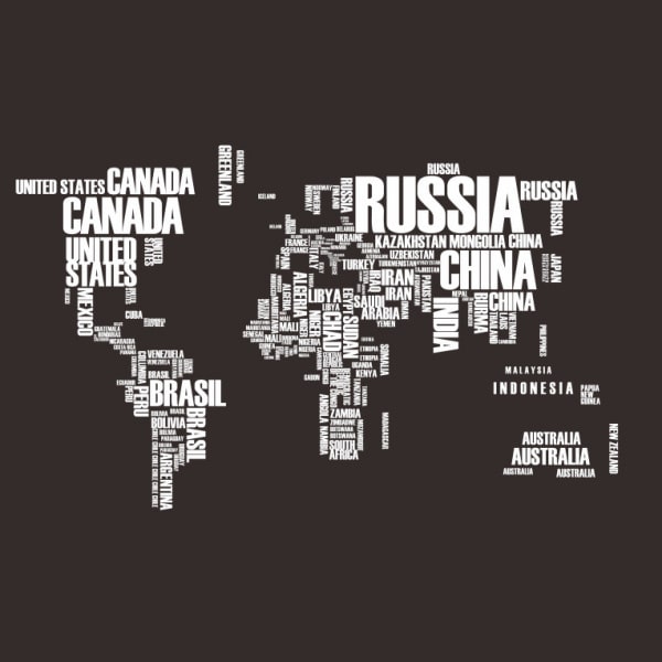 Verdenskort Wallsticker med Landenavne – Hvid Dekor 122x74cm