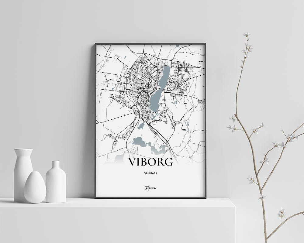 Viborg Bykort Plakat - Minimalistisk Design A4