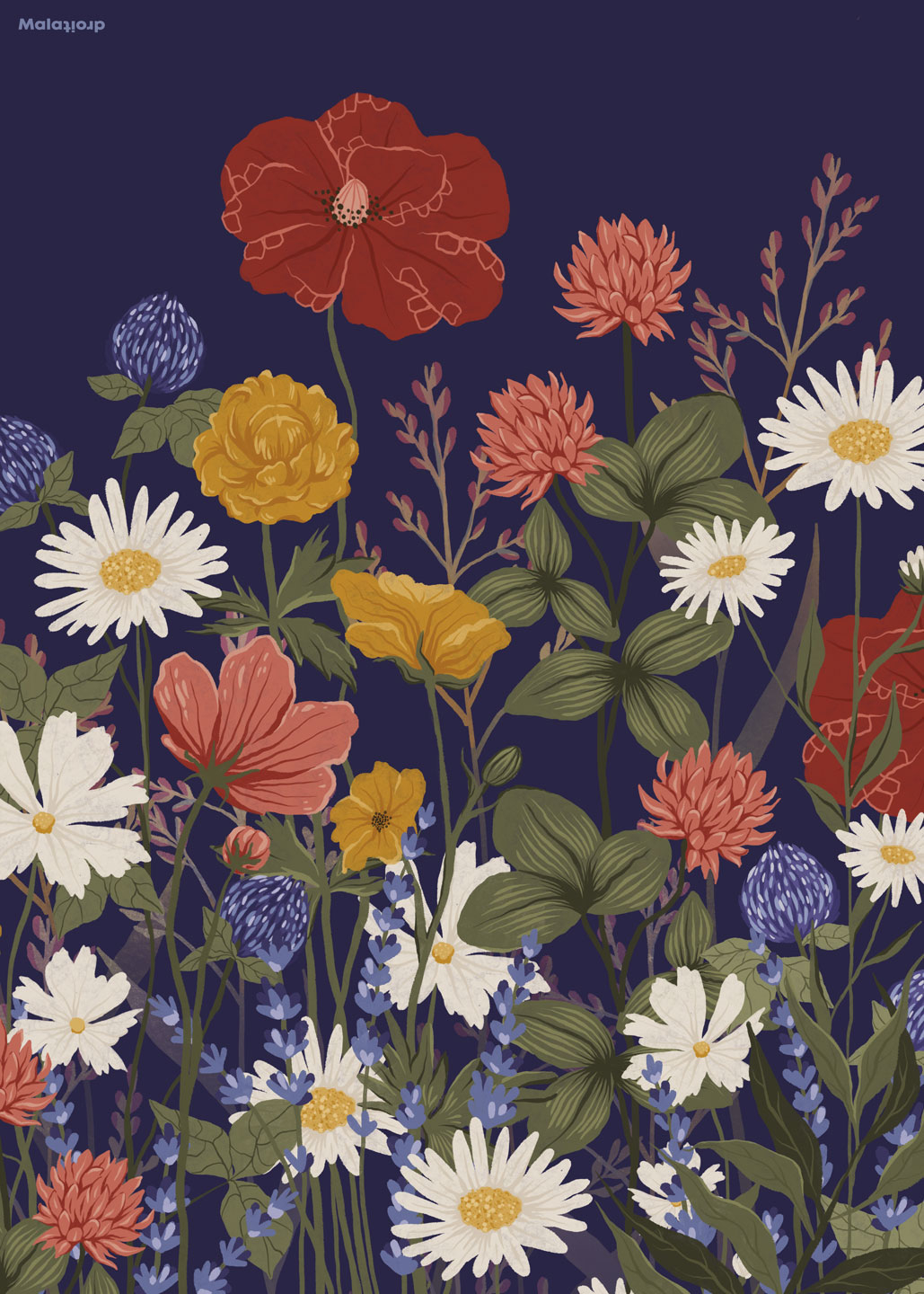 Unikt Kunsttryk af Vilde Blomster - Dekorativ Kunst