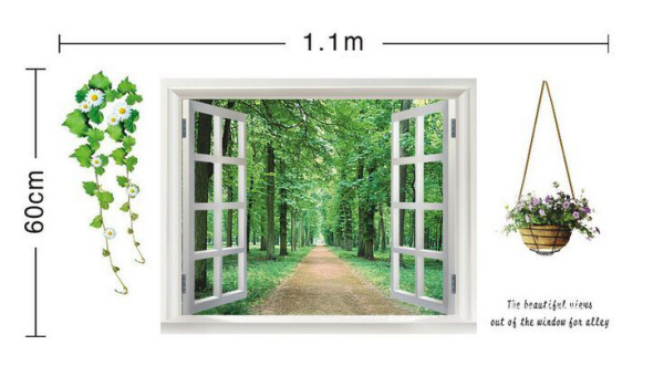 Vindue Wallsticker med Skovudsigt – Unik Indretningstilbud