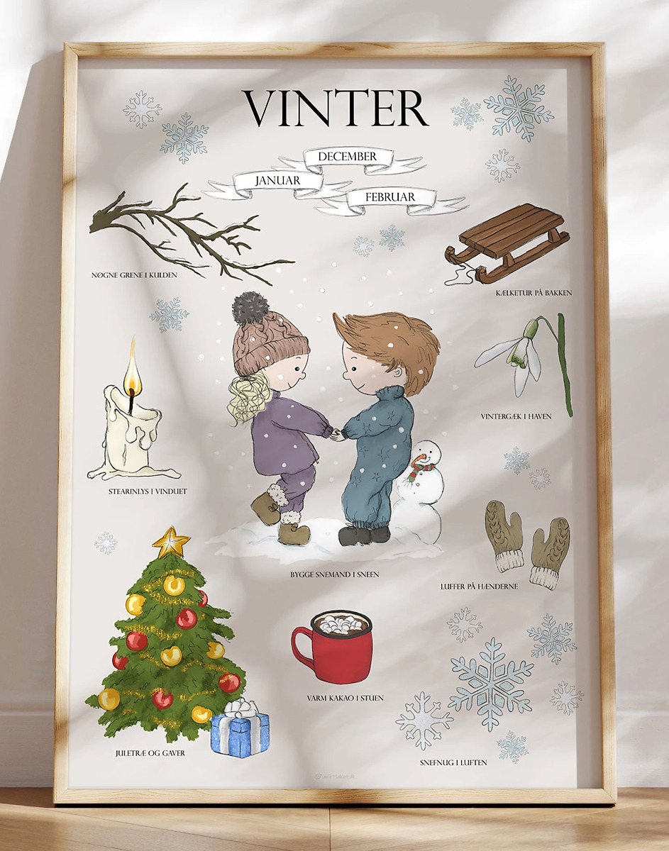 Vinterplakat Børneplakat Med Vintermotiver