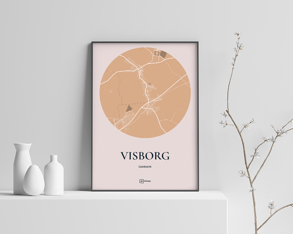 Visborg Bykort Plakat i Guld – Minimalistisk 70x100 cm