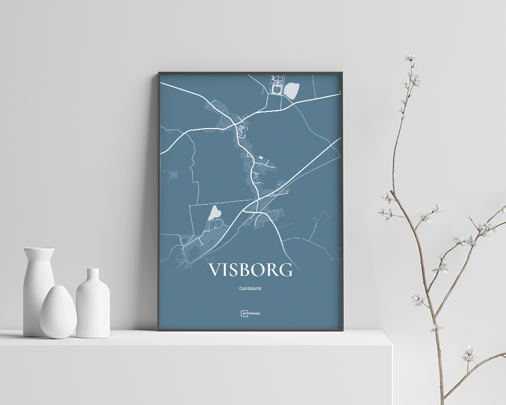 Visborg Bykort Plakat - Havblå Design 70x100 cm