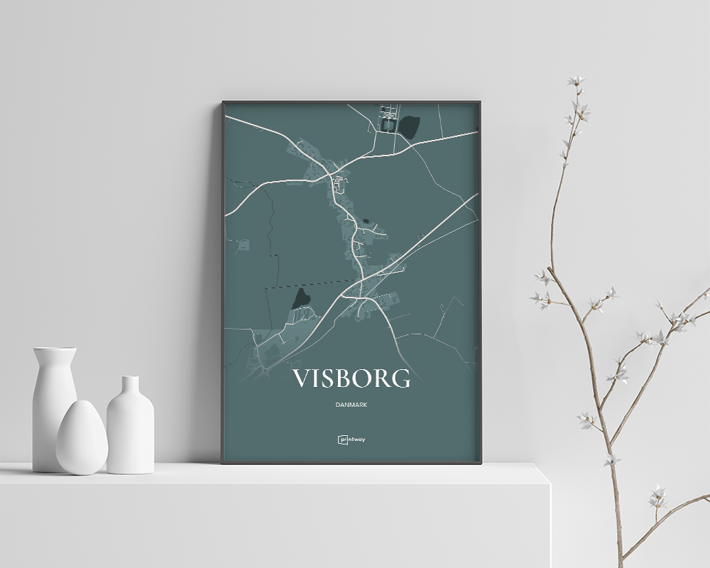 Visborg Bykort Plakat i Skovgrøn – Unik Indretningstilføjelse