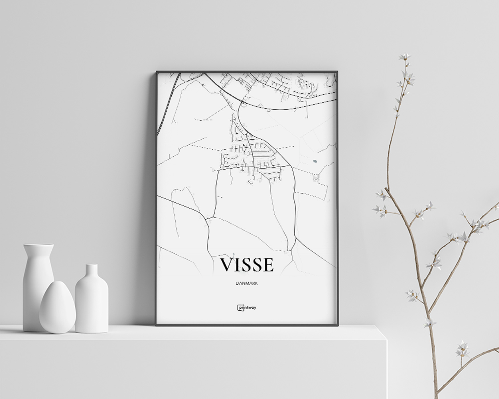 Visse Bykort Plakat – Minimalistisk Design A4 21x30 cm