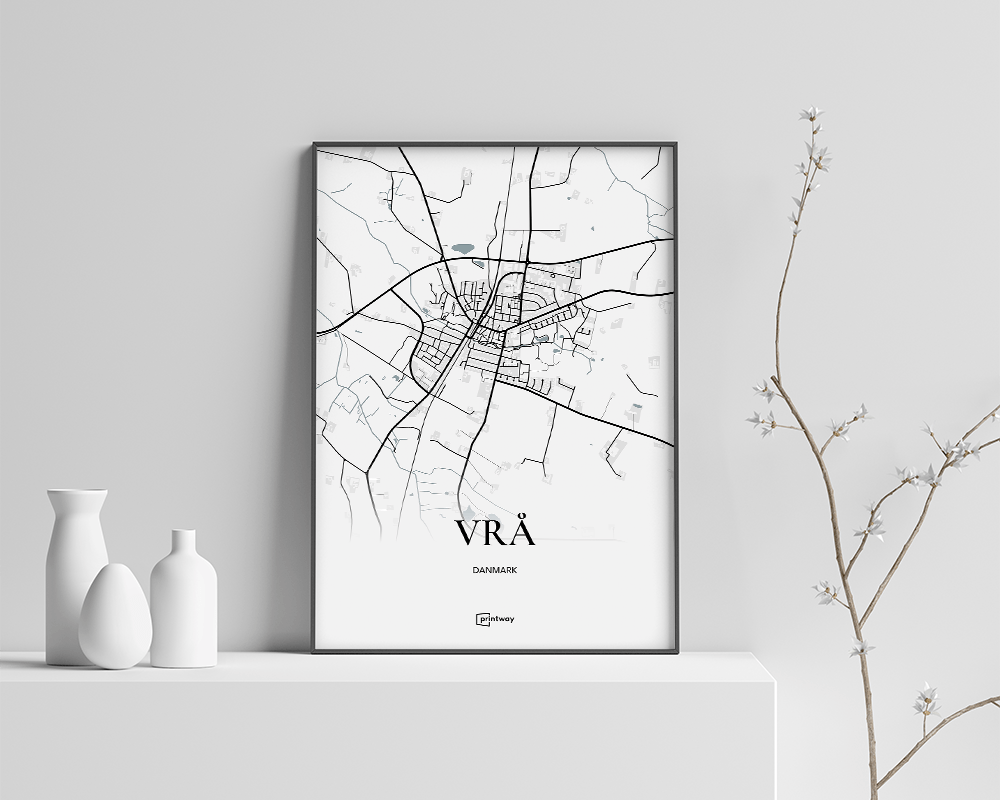 Vrå Bykort Plakat - Elegant Hvid Design til Dit Hjem