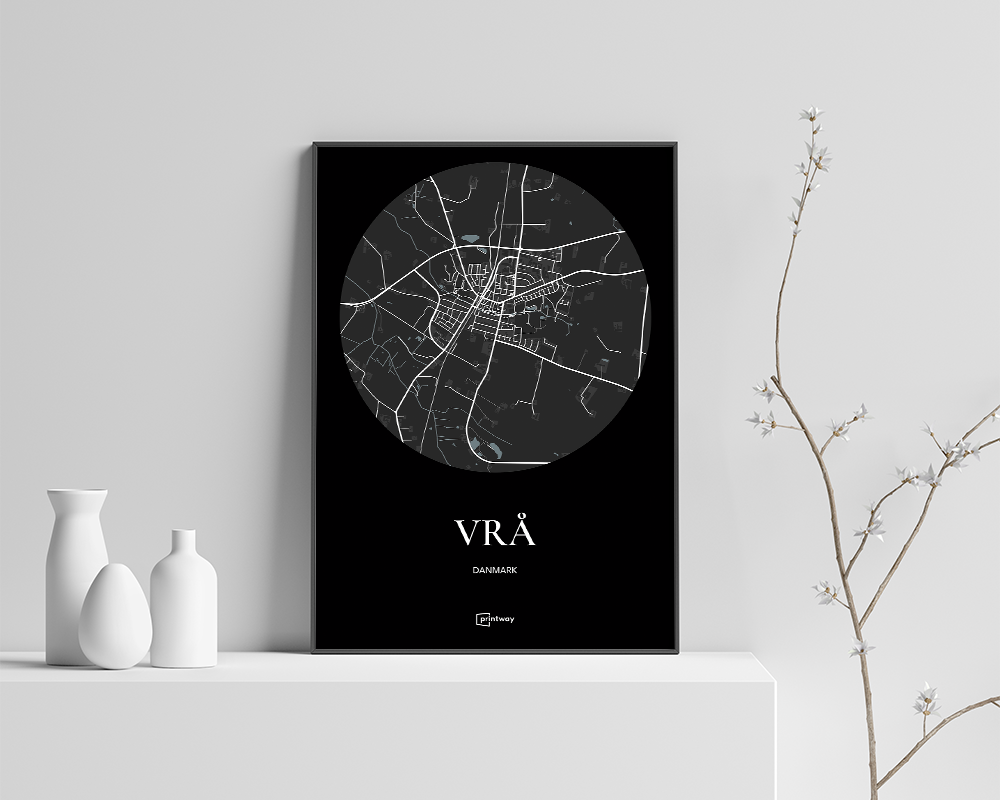 Vrå Bykort Plakat - Minimalistisk Design til Dit Hjem