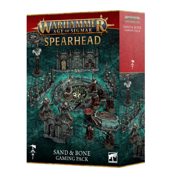 Warhammer:  Age   Sigmar  4th Edition  Spearhead: Sand   Bone Gaming Pack  Game Board  Scenery  Cards  60120299008