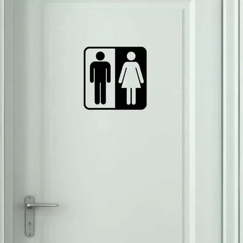Elegant Toilet Skilt - Sort & Hvid Wallsticker til Badeværelse