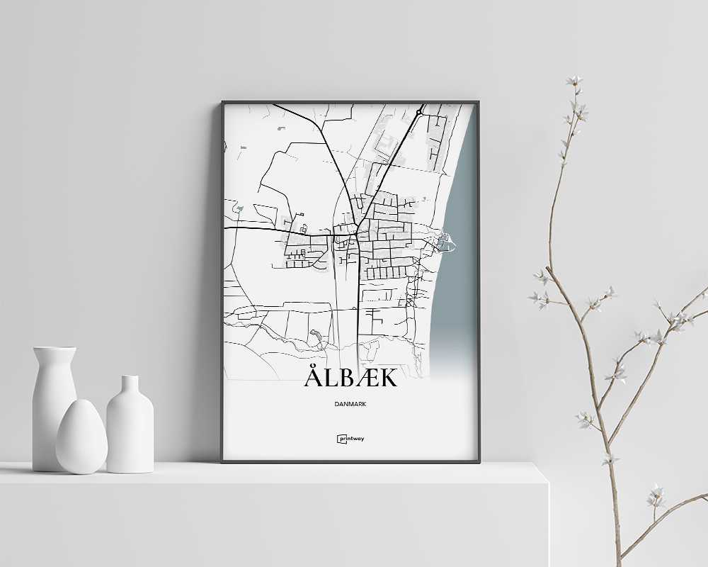 Ålbæk Bykort Plakat – Minimalistisk Design A4