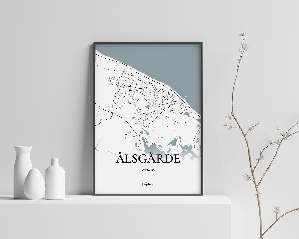 Ålsgårde Bykort Plakat - Minimalistisk Design A4