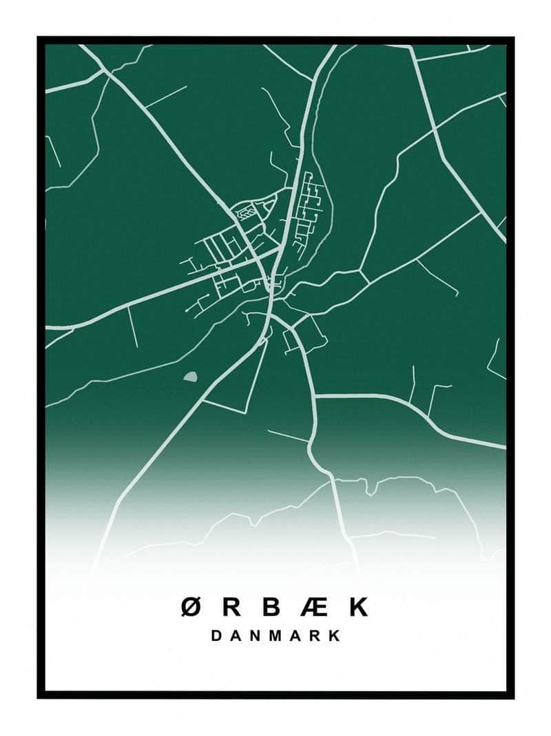 Ørbæk Plakat – Detaljeret Kort over Ørbæk By til Indretning