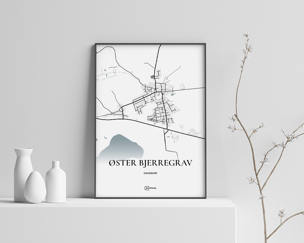 Øster Bjerregrav Bykort Plakat - Minimalistisk Design A4