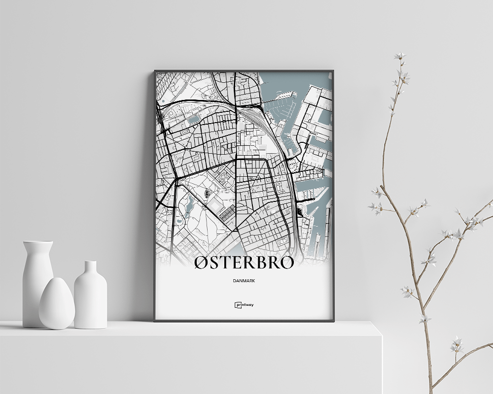 Østerbro Bykort Plakat – Minimalistisk Design A4