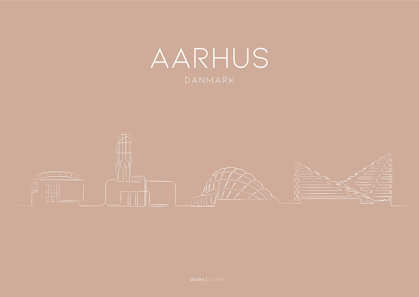 Aarhus Peach Plakat – Stilfuld Kunst til Dit Hjem