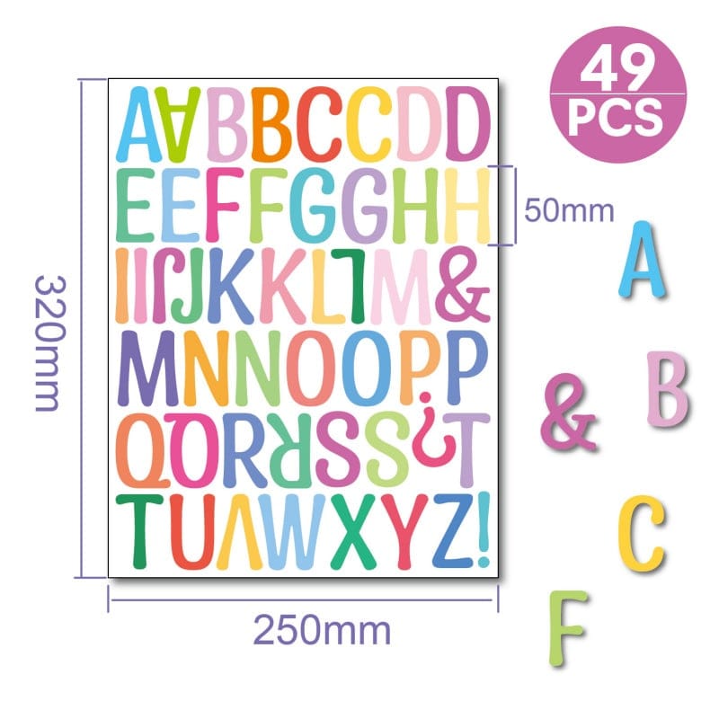 Farverig A-Z Alfabet Wallsticker til Børneværelset
