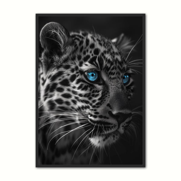 Leopardplakat med Blå Øjne – Elegant Vægkunst til Dit Hjem