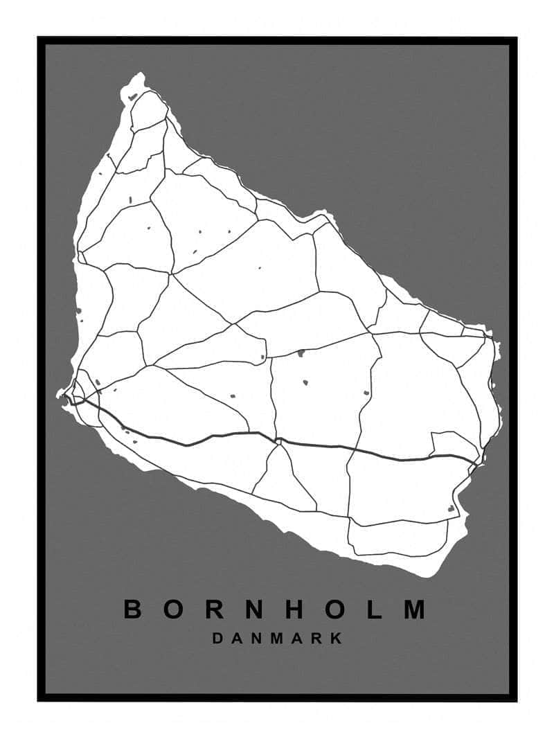 Bornholm Plakat - Kort over den skønne ø Bornholm