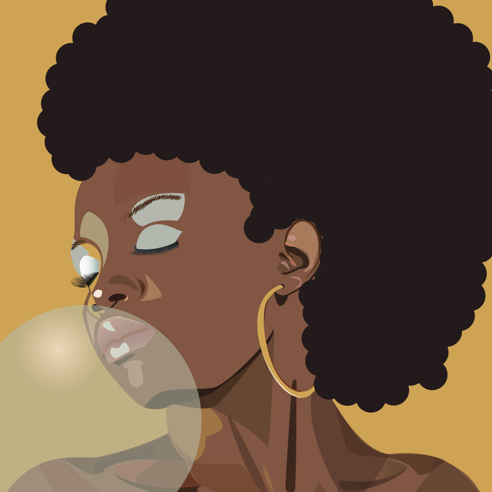 Moderne Bubble Face Plakat af Rikke Axelsen – Grafisk Kunst