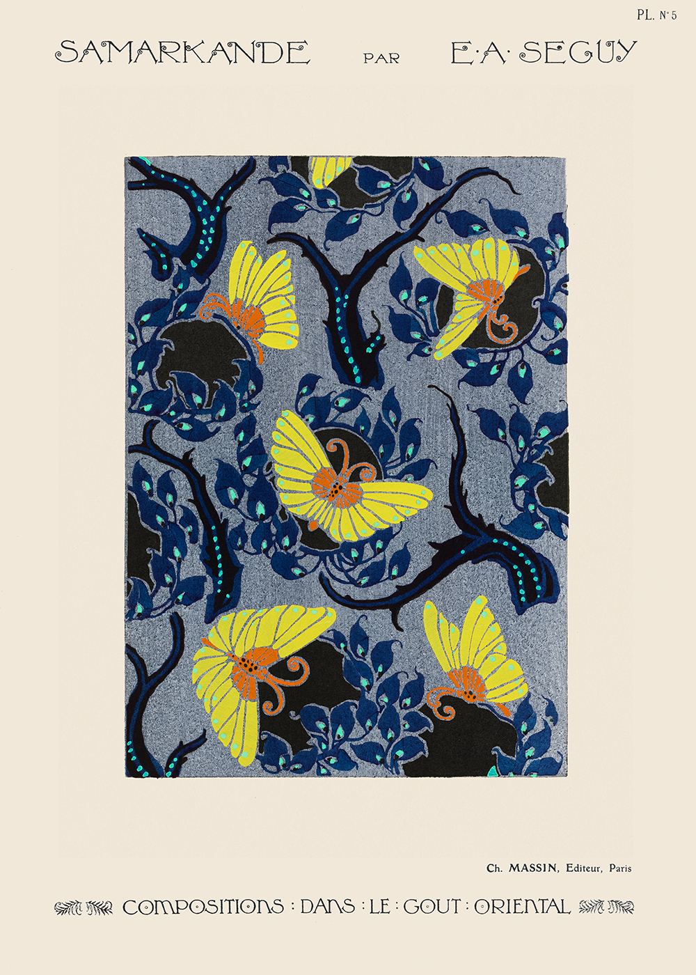 Sommerfugl Pochoir Plakat – Stilfuld Elegance til Hjemmet