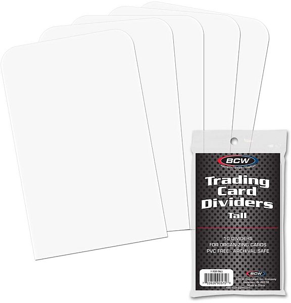 Card Dividers Tall  10 Stk  Kortopdelere Til Toploaders     195 184 Rre Samlinger  Bcw   -tcd-tall