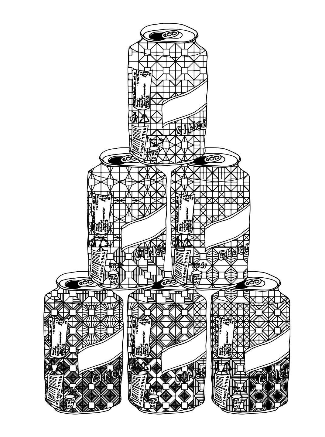 Sort-hvid illustration til børneværelset af Lise S. Gaard