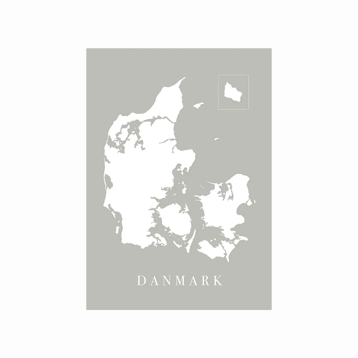 Elegant Grå Danmarkskort Plakat til Boligindretning