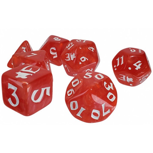 Munchkin Polyhedral Terninger - Røde med Hvide Dots