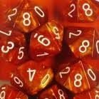 10 D10 Terninger - Scarlet med Gyldne Detaljer til Spil