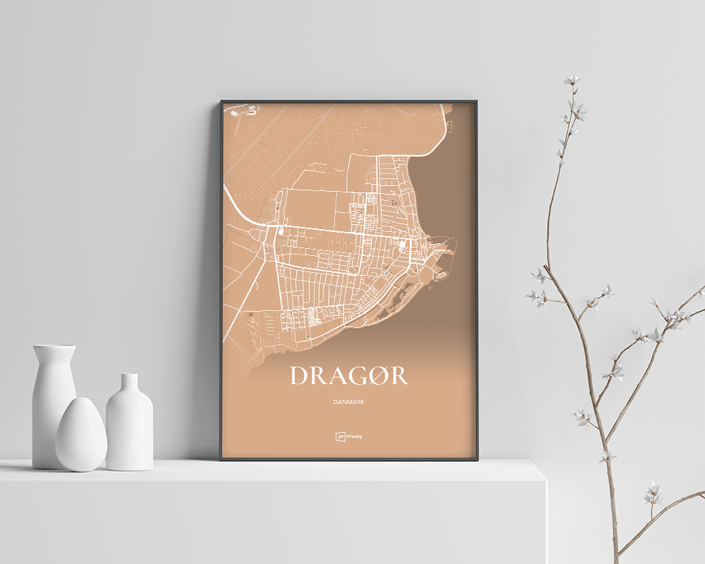 Dragør Bykort Plakat i Guld – Minimalistisk Elegance