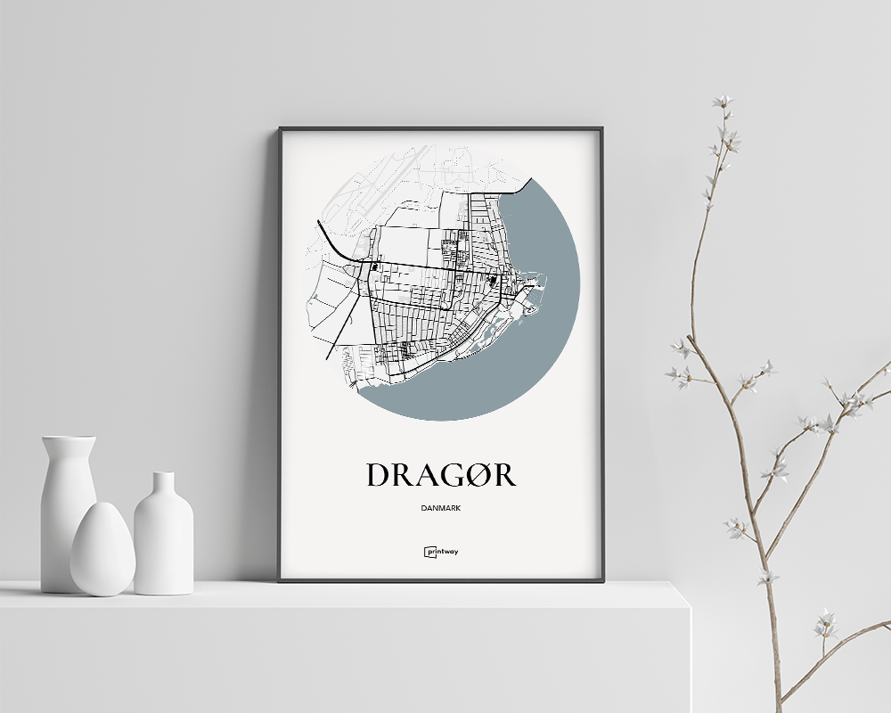 Dragør Bykort Plakat - Minimalistisk Design A4