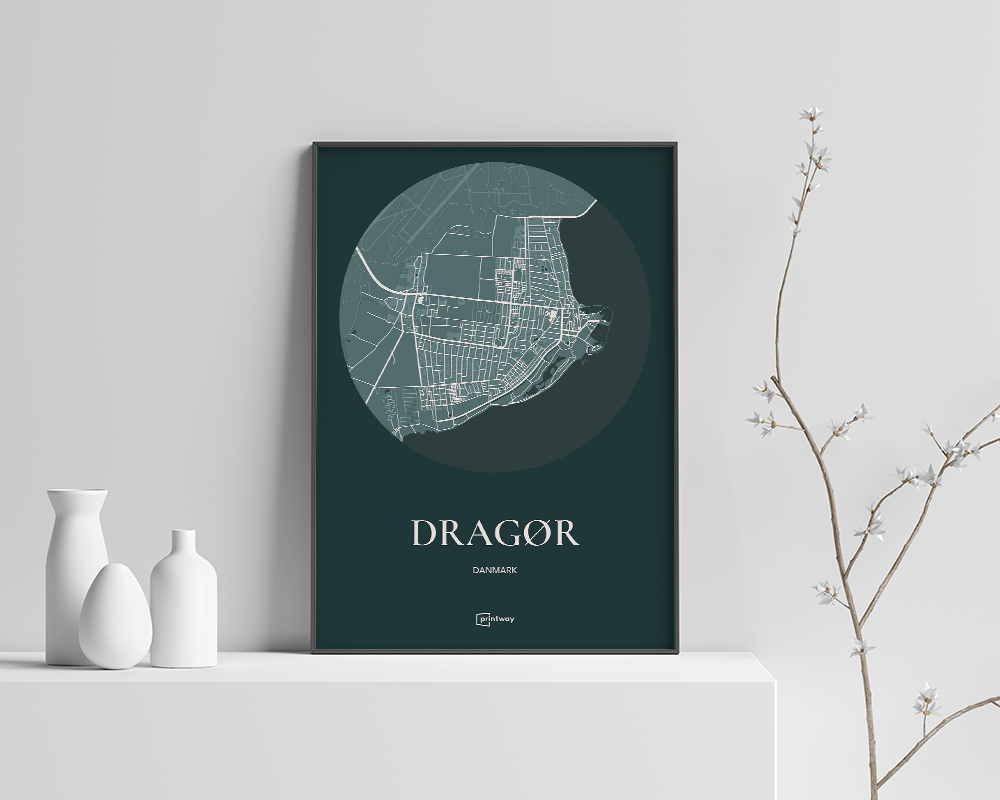 Dragør Bykort Plakat i Skovgrøn – Elegant A4 Kvalitetsposter