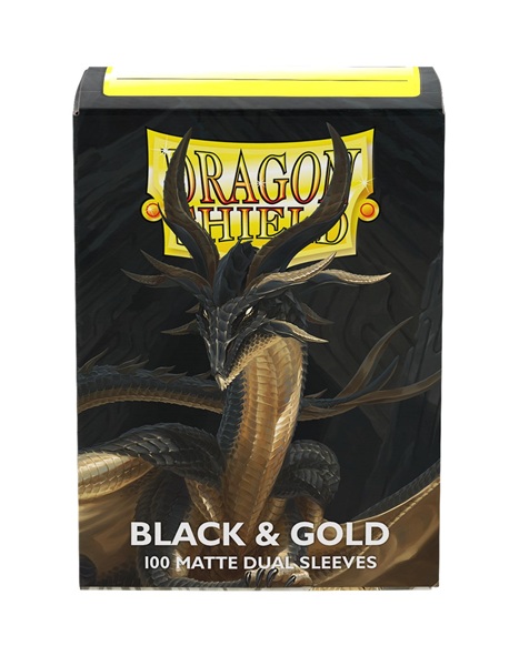 Dragon Shield Deck Protectors Matte Dual Sleeves: Black   Gold 100 Lommer Dragonshield Sleeves   -15069
