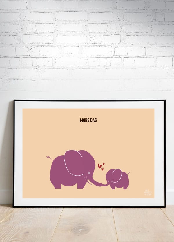 Elefant Mor og Barn Plakat - Hyldest til Mors Dag