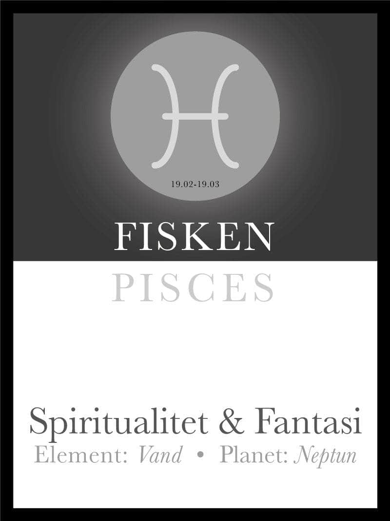 Fisken Stjernetegn Plakat med Mørke Farver og Værdier