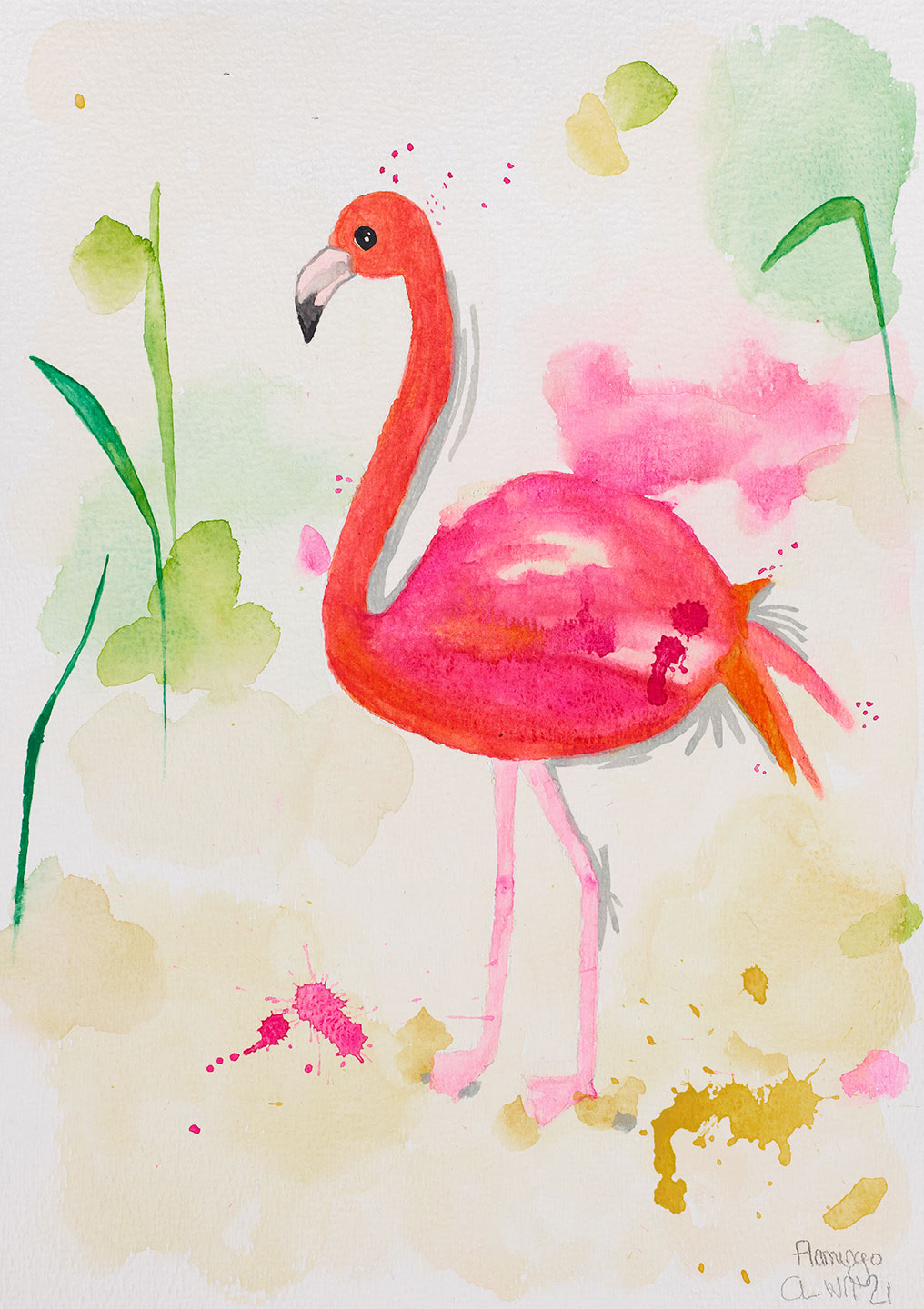 Farverigt Flamingo Kunsttryk til Dit Hjem – Unik Illustration