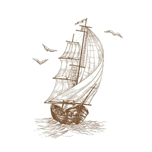 Maritim vægklistermærke med sejlskib – Nostalgisk stemning