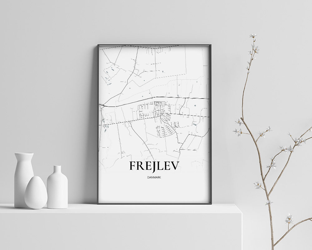 Frejlev Bykort Plakat – Minimalistisk Design i Topkvalitet