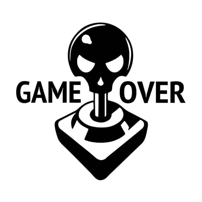 Gamer Vægklistermærke – Game Over med Skelet Hoved