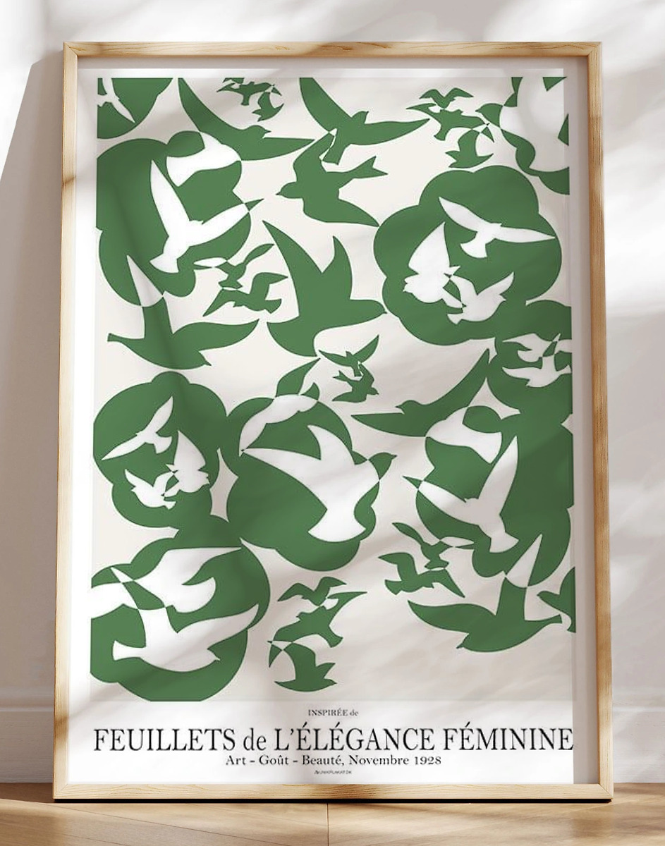 Grønne Fredsduer Plakat Inspireret   Art-goã  -beauté Fra 1928