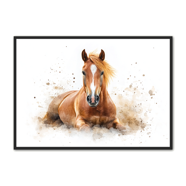 Hest Plakat - Liggende Hest i Naturlig Ro til Salg!