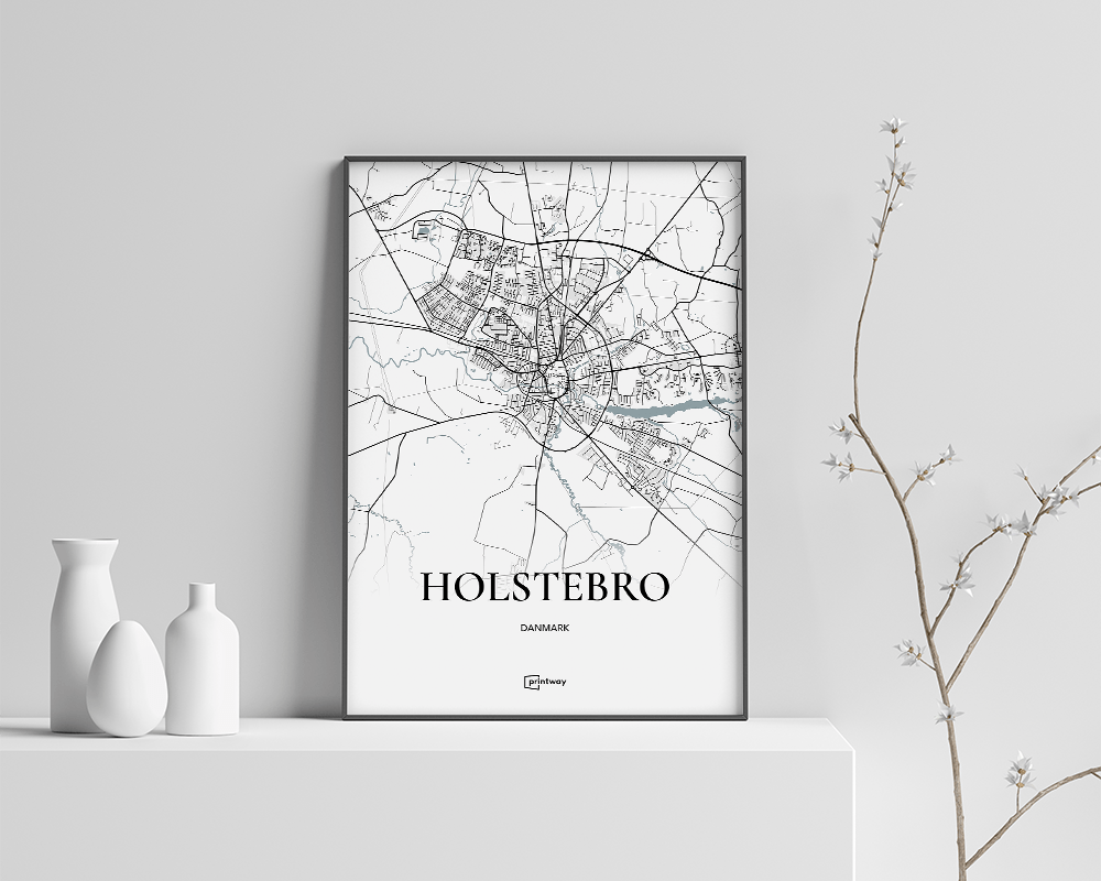 Holstebro Bykort Plakat - Minimalistisk Design 50x70 cm
