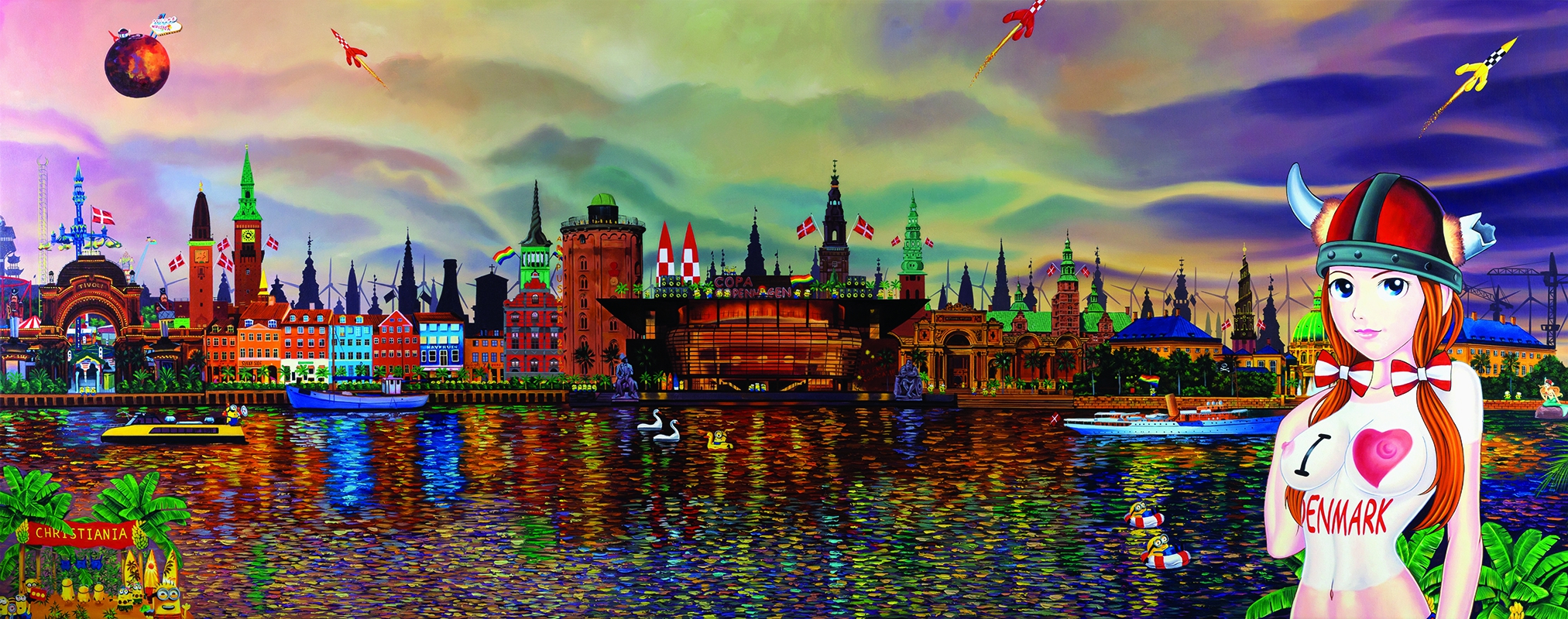 Kærlighed til Danmark – Unik Pop Art Kunstplakat